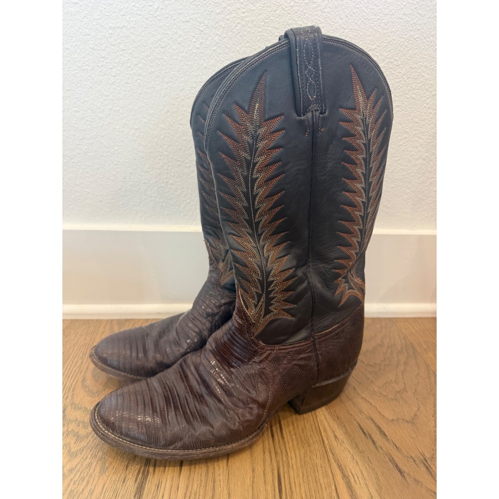 Vintage Tony Lama 8574 Lizard Skin Cowboy Boots Men's 10D Made in USA